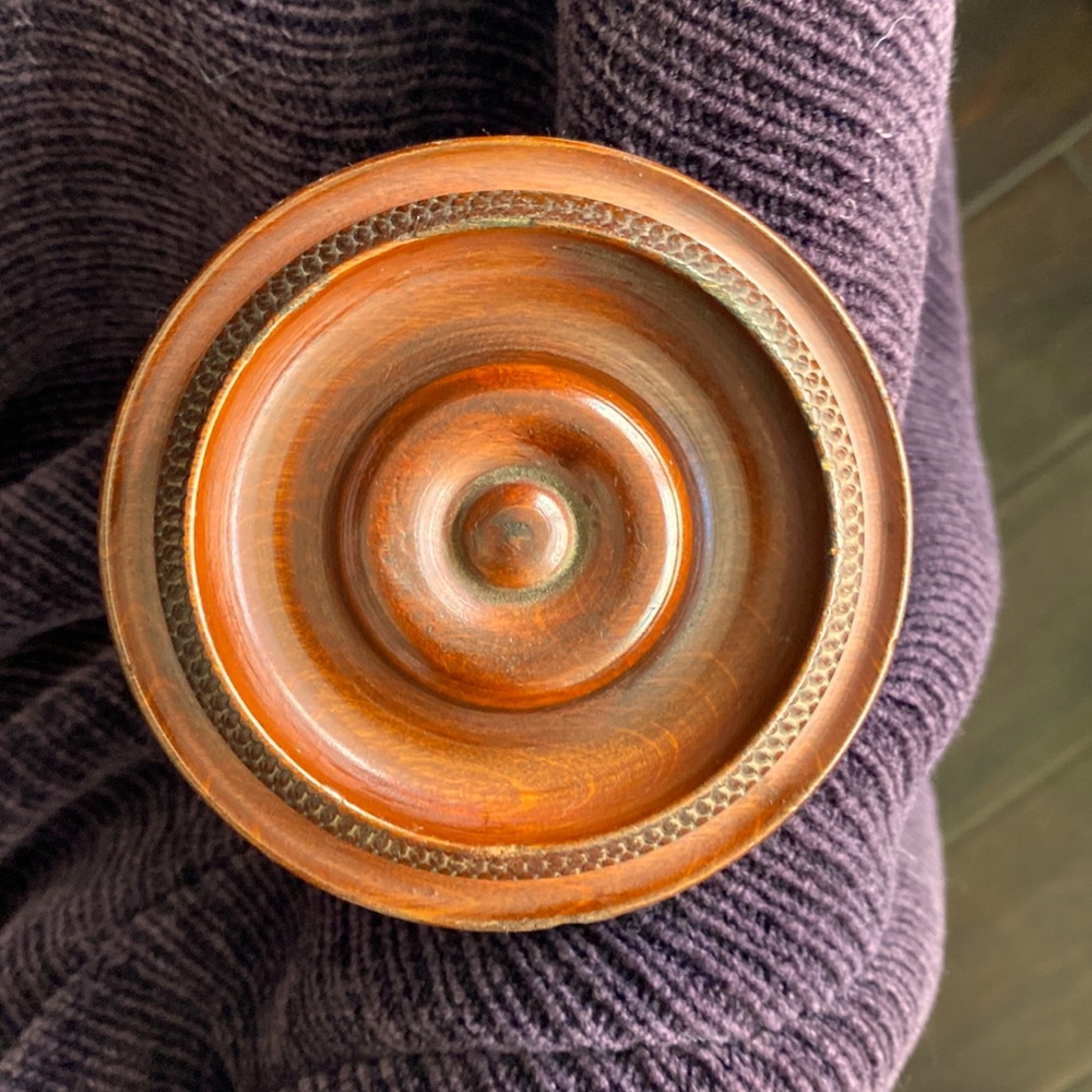 Vintage carved walnut curtain tie backs (swag posts)